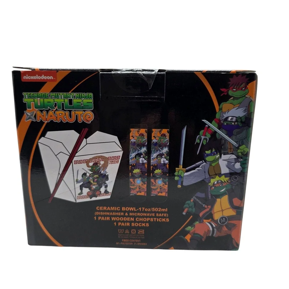 Teenage Mutant Ninja Turtles x‎ Naruto Ceramic Takeout Bowl Chopsticks Socks Set